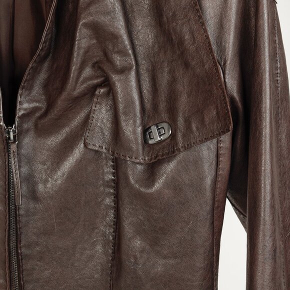 Jean Paul Gaultier Vintage Brown Turnlock Detail Leather Jacket - Picture 8 of 14